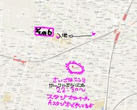 自由が丘でのパフォーマンス場所と時間を記した地図。