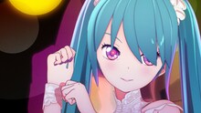 livetune & Pharrell Williams feat. 初音ミク「Last Night, Good Night (Re:Dialed) -Pharrell Williams Remix-」ビデオクリップのワンシーン。(c) Crypton Future Media, INC. www.piapro.net (c)2014 Takashi Murakami/Kaikai Kiki Co., Ltd. All Rights Reserved.