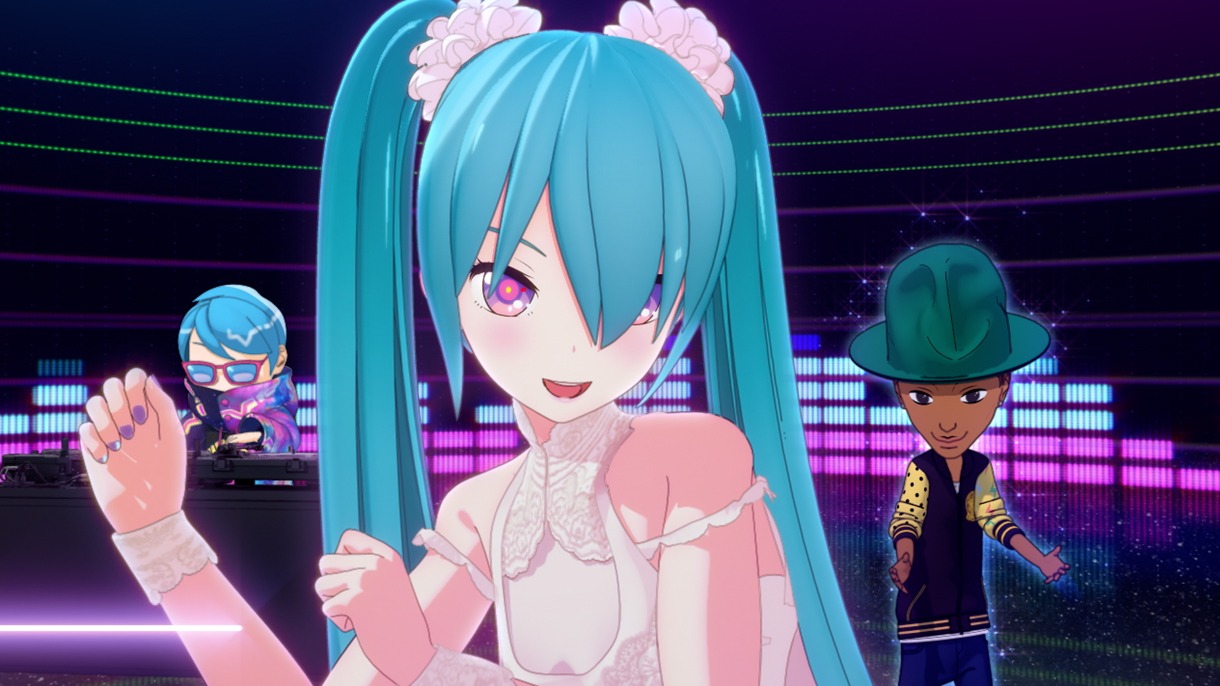 livetune & Pharrell Williams feat. 初音ミク「Last Night, Good Night (Re:Dialed) -Pharrell Williams Remix-」ビデオクリップのワンシーン。(c) Crypton Future Media, INC. www.piapro.net (c)2014 Takashi Murakami/Kaikai Kiki Co., Ltd. All Rights Reserved.