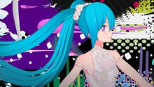 livetune & Pharrell Williams feat. 初音ミク「Last Night, Good Night (Re:Dialed) -Pharrell Williams Remix-」ビデオクリップのワンシーン。(c) Crypton Future Media, INC. www.piapro.net (c)2014 Takashi Murakami/Kaikai Kiki Co., Ltd. All Rights Reserved.