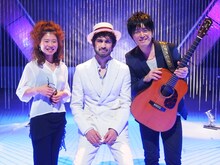 「MUSIC FAIR」収録時の平井堅、押尾コータロー、高橋結子。
