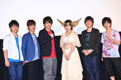 「聖闘士星矢 LEGEND of SANCTUARY」のオールナイトイベントの舞台挨拶の様子。