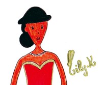 Lily.Kの自画像イラスト。