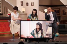 左から中井美穂、百田夏菜子、笑福亭鶴瓶。(c)CBC