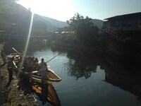 保津川を下って嵐山に到着した様子。