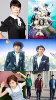 「忘れられぬミュージック」参加アーティスト。左上から時計回りに松任谷由実、ももいろクローバーZ、ゆず、back number、大原櫻子。