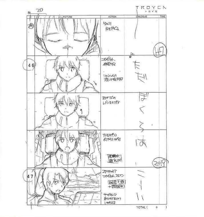 オープニングアニメ絵コンテブックレットの一部。(c)Olympus Knights／Aniplex・Project AZ