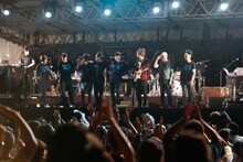 高橋幸宏 & METAFIVEとスペシャルゲストの細野晴臣、土屋昌巳。（Photo by Taem LIGHTSOME 三浦憲治）