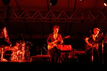 高橋幸宏 & METAFIVEのアクトにゲスト参加した細野晴臣と土屋昌巳。（Photo by Taem LIGHTSOME 三浦憲治）