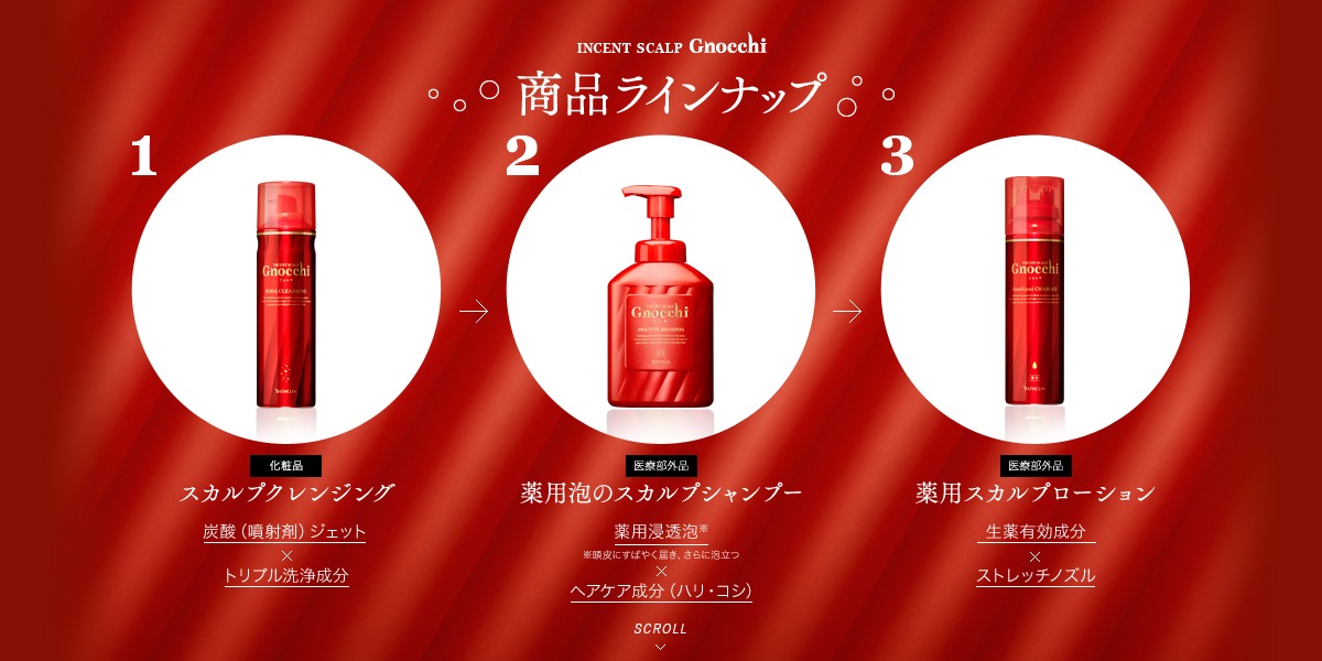 「インセントスカルプGnocchi」特設サイトのキャプチャ。