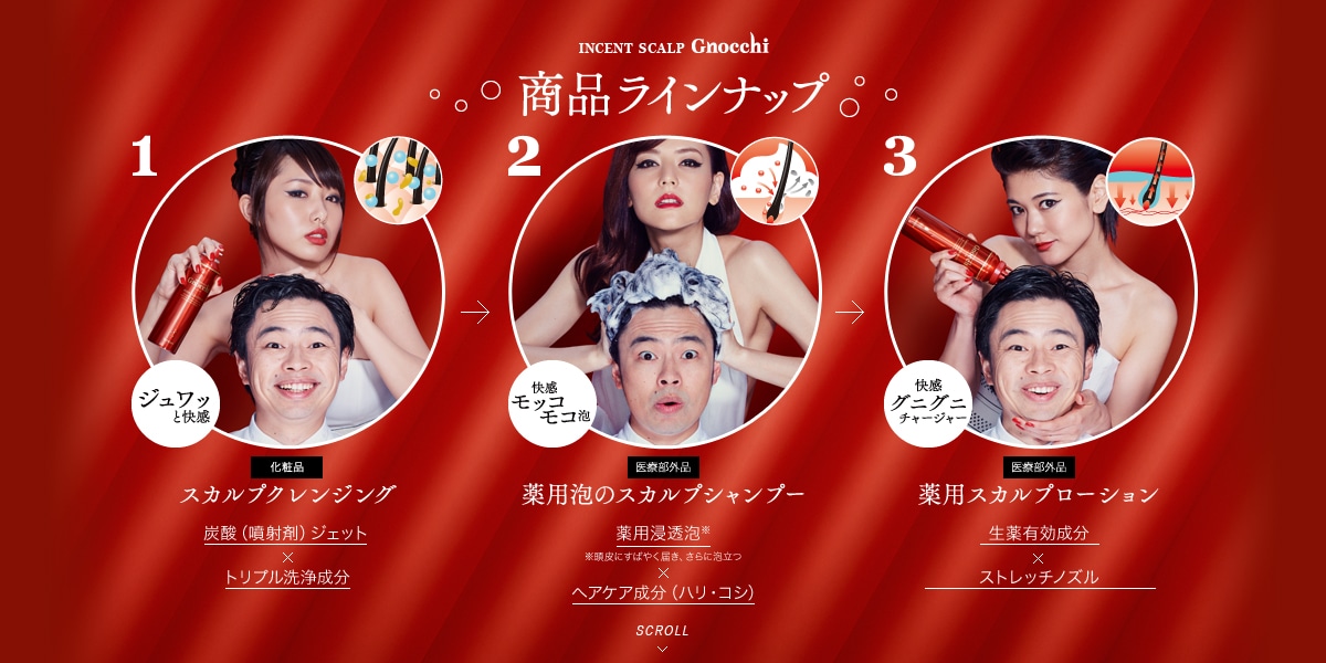 「インセントスカルプGnocchi」特設サイトのキャプチャ。