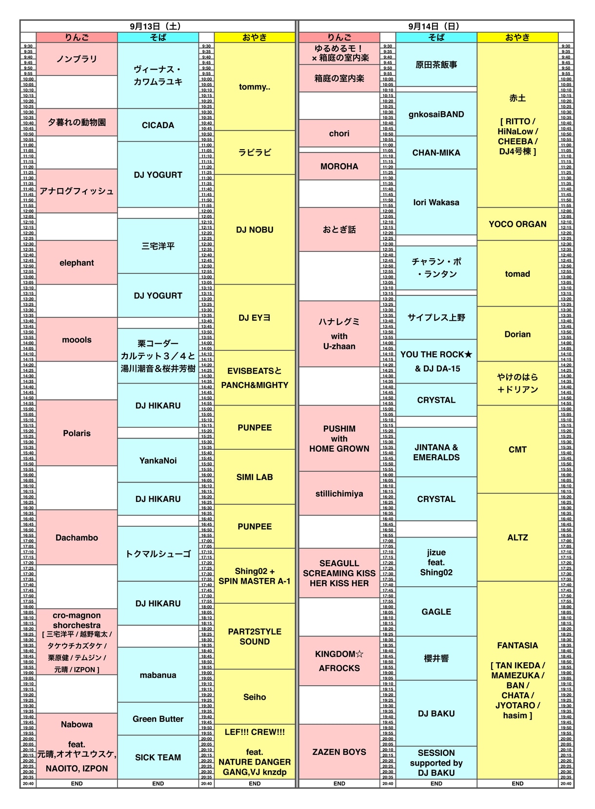 「りんご音楽祭2014」タイムテーブル