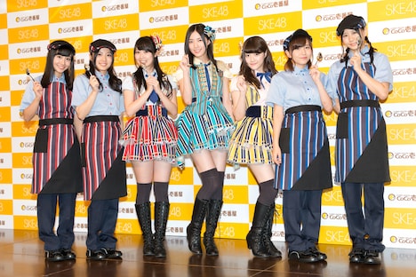 CoCo壱番屋とのコラボキャンペーン記者会見に出席したSKE48メンバー。