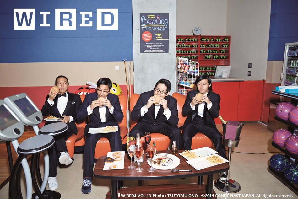「WIRED」VOL.13掲載写真の1枚。左からokadada、tofubeats、DJ WILDPARTY、tomad。