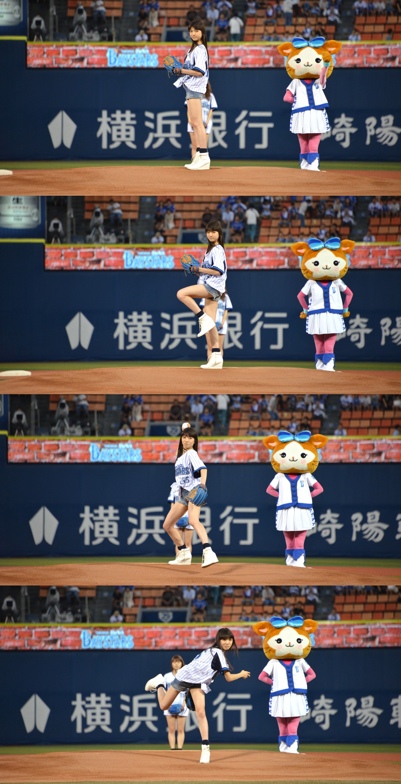 新井投手の豪快なピッチングフォーム。