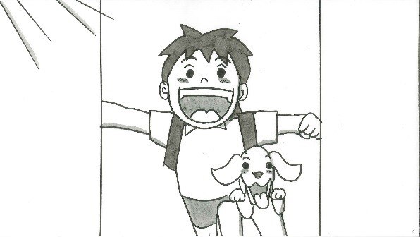 鉄拳が手がけた「あいだにダイア」パラパラ漫画アニメの1コマ。