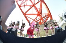 LinQ「ウェッサイ!!ガッサイ!!」東京タワーでのリリースイベントの様子。