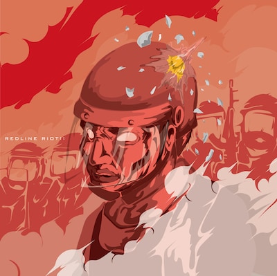 スプリットアルバム「REDLINE RIOT!!」ジャケット