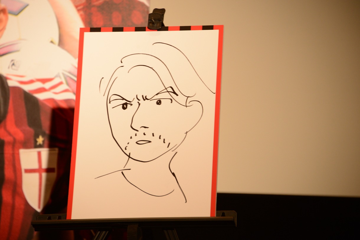 深川麻衣によるインザーギ監督の似顔絵。