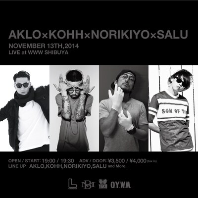 「AKLO×KOHH×NORIKIYO×SALU -Live at WWW Shibuya 2014.11.13-」フライヤー