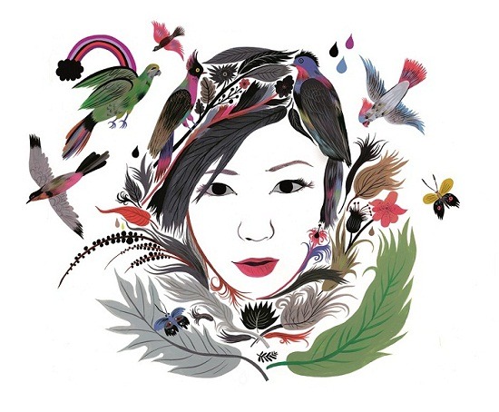 カロリン・ロバートが描いた宇多田ヒカルのイラスト。(c) Carolin Loebbert