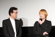 映画「アップルシード アルファ」舞台挨拶に登壇した荒牧伸志監督(左)と中田ヤスタカ(右)。