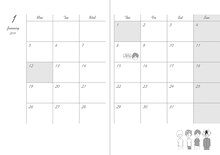 KANA-BOON「シルエット」“奥義！KANA-BOON超合体BOX”に同梱されるカレンダーノートページデザイン。