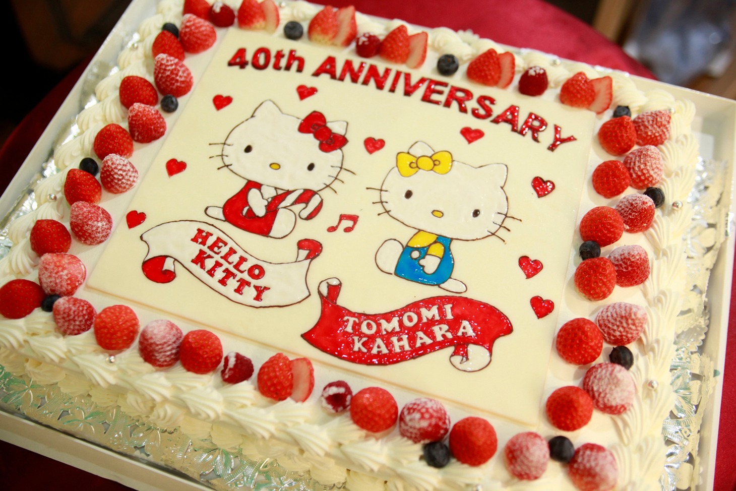 華原がハローキティにプレゼントした特製バースデーケーキ。