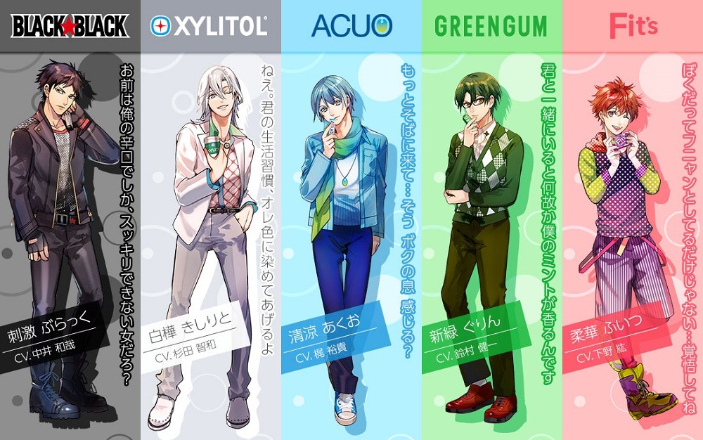 擬人化された5人のガム。