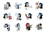 MEANINGオフィシャルキャラクター「よっくんマン」のLINEスタンプのサンプル。