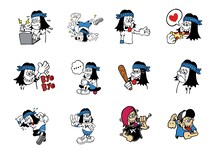 MEANINGオフィシャルキャラクター「よっくんマン」のLINEスタンプのサンプル。