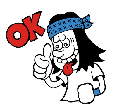 MEANINGオフィシャルキャラクター「よっくんマン」のLINEスタンプのサンプル。