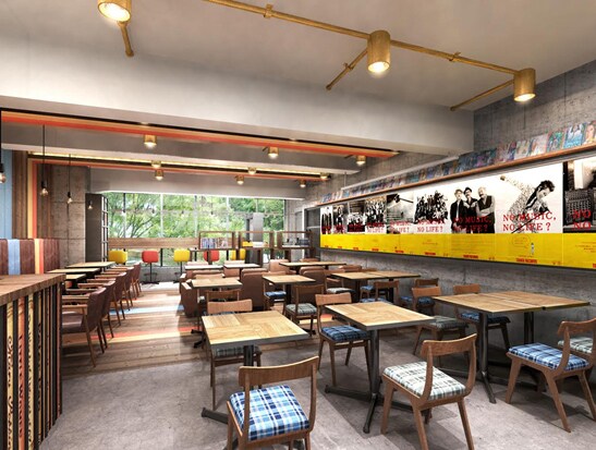 TOWER RECORDS CAFE 表参道店の店内イメージ図。