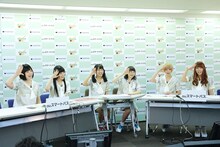 「でんぱ組.inc×モンスト『ストライクショットを世界にお届け！』生放送！」の様子。