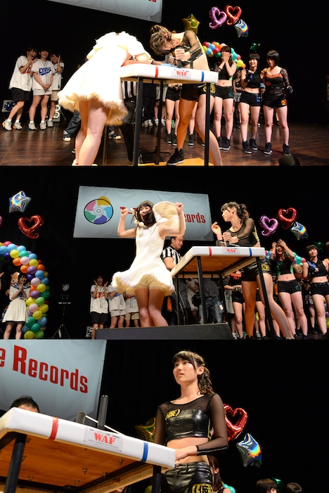 1回戦敗退の事実が飲み込めず、しばし呆然とするアップアップガールズ(仮)・佐保明梨。