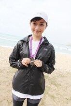 「JALホノルルマラソン2014」で完走を果たした持田香織（Every Little Thing）。