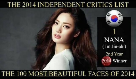 TC Candlerが行う「2014 世界で最も美しい顔100人」ランキングで第1位を獲得したナナ（AFTERSCHOOL）。