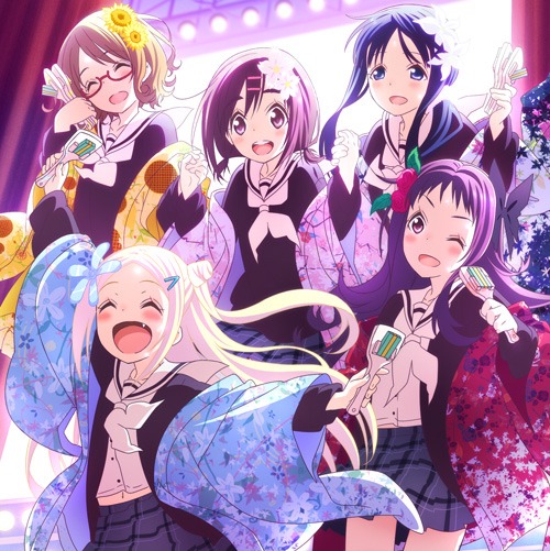 「ハナヤマタ音楽集『華鳴乙女』」CDのジャケットイラスト。(c)浜弓場 双・芳文社／ハナヤマタ製作委員会