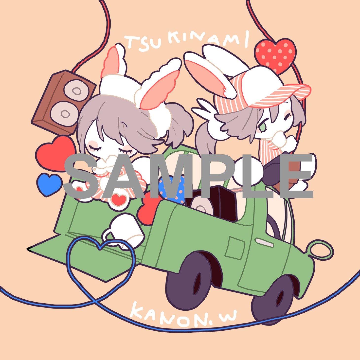 分島花音によるイラストカードのサンプル。