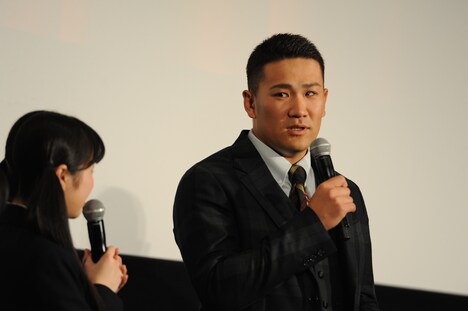 映画「幕が上がる」の完成披露試写会より田中将大選手。