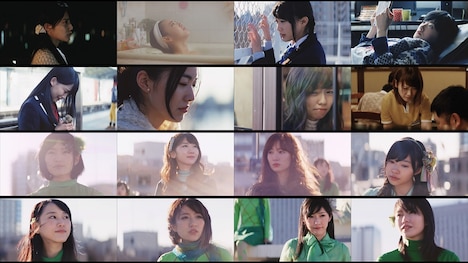 AKB48「Green Flash」ビデオクリップより16名の選抜メンバー。