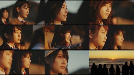 AKB48「Green Flash」ビデオクリップよりメンバーの夕景シーン。