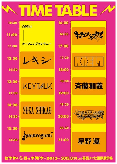 「ビクターロック祭り2015」タイムテーブル