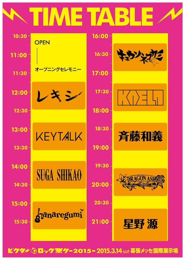 「ビクターロック祭り2015」タイムテーブル