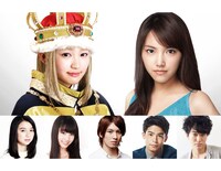 映画「脳漿炸裂ガール」の出演者。左上より柏木ひなた、竹富聖花、上白石萌歌、志田友美、荒井敦史、菅谷哲也、浅香航大。(c)2015映画「脳漿炸裂ガール」製作委員会