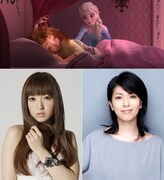 上は「アナと雪の女王／エルサのサプライズ」場面写真、下左から神田沙也加、松たか子。(c)2015 Disney Enterprises, Inc. All Rights Reserved