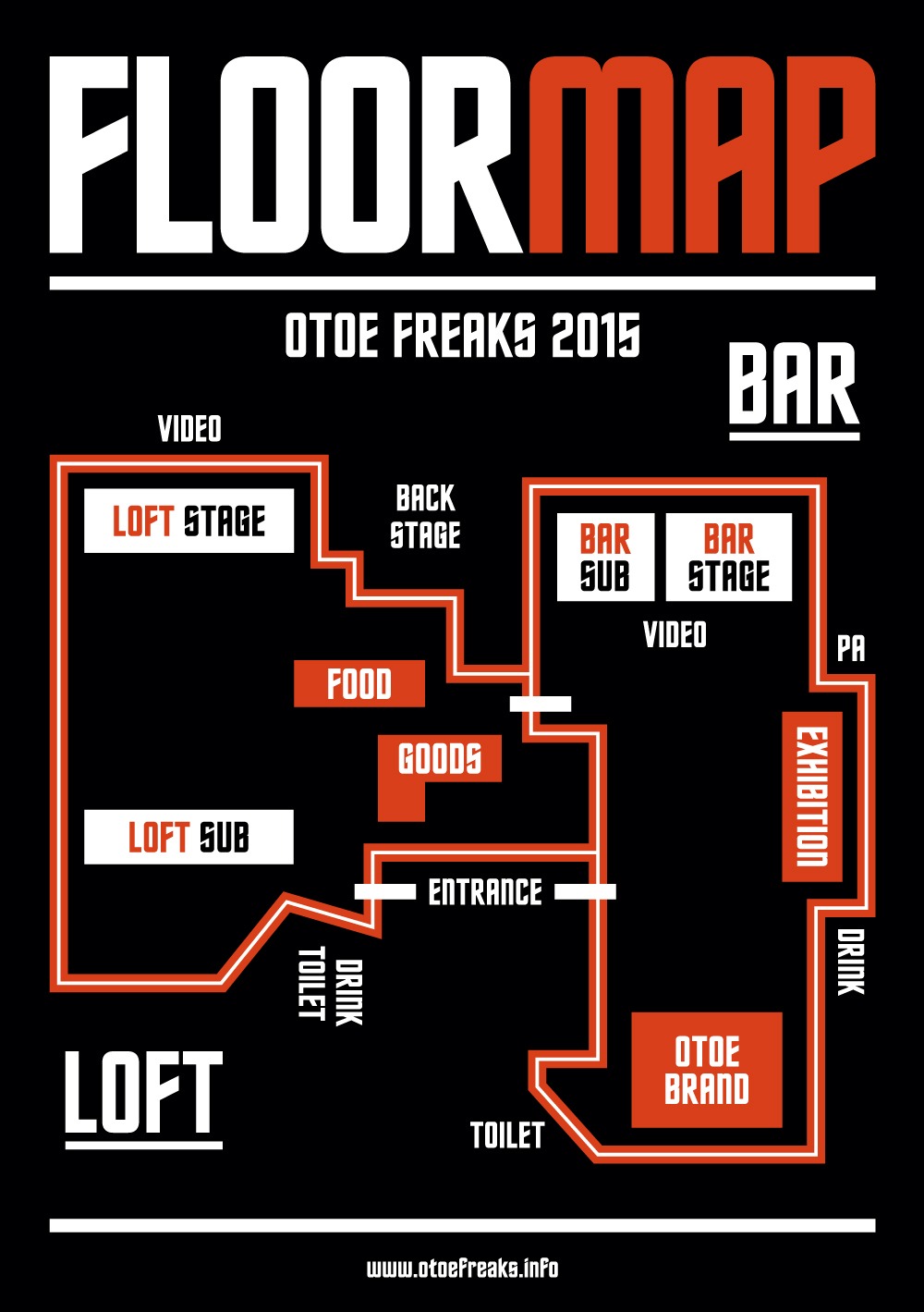 「OTOE FREAKS '15 ～NO FUN × FITTING ROOM～」フロアマップ