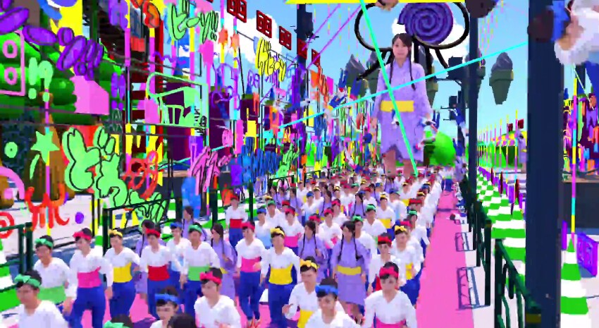 チームしゃちほこ「天才バカボン」MVのワンシーン。