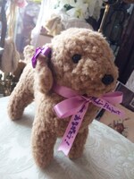 ALI PROJECT「月光ソワレVIII～Violetta Operetta～」初回プレス特典のプレゼント「サインリボン付き“パンジー子犬ぬいぐるみぃ”」。