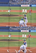 Nao☆投手の投げた白球は大きく外角へと逸れてしまう。